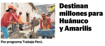 correo huanuco trabajaperu mayo2019 Correo (Huánuco)
29/05/2019
El Ministerio de Trabajo y Promoción del Empleo (MTPE) a través del programa social “Trabaja Perú”, destinará para esta primera etapa el monto de 2 millones 234 mil 824…
