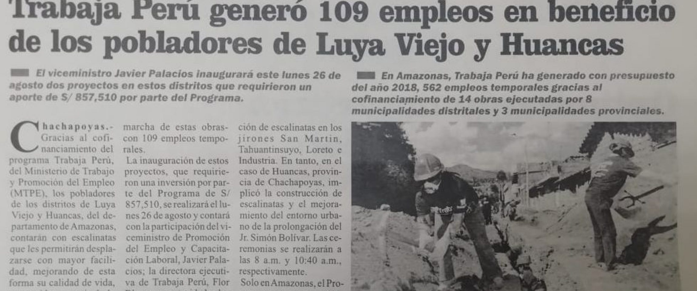 El Clarín (Amazonas)

26/08/2019

El viceministro Javier Palacios inaugurará este lunes 26 de agosto dos proyectos en estos distritos que requirieron un aporte de S/ 875,510 por parte del Programa.…