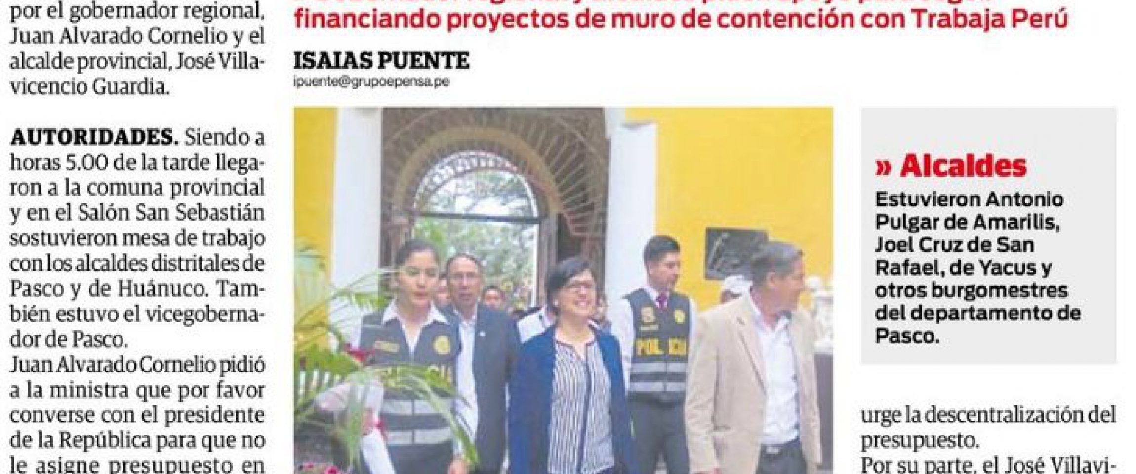 correo huanuco trabajaperu2019 octubre Correo (Huánuco)
17/10/2019
También llegó la directora de Trabaja Perú. Gobernador regional y alcaldes piden apoyo para seguir financiando proyectos de muro de contención.
Puedes leer la nota completa aquí.…