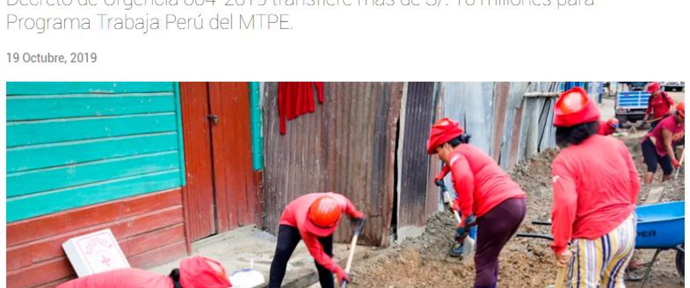 Exitosa

19/10/2019

Decreto de Urgencia 004-2019 transfiere más de S/ 10 millones para Programa Trabaja Perú del MTPE.

Puedes leer aquí la nota completa.…