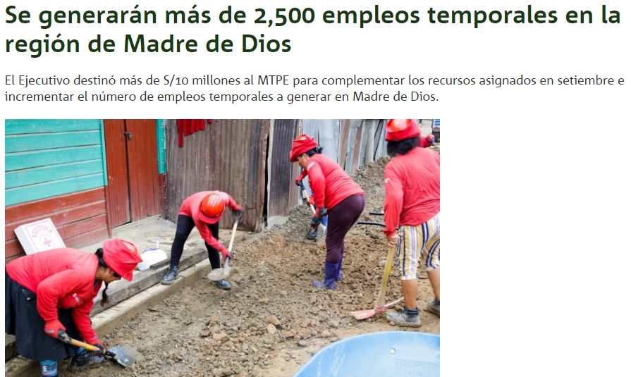 Publimetro

19/10/2019

A través de la ejecución de 45 proyectos de infraestructura básica, social y económica, el Gobierno generará más de 2,500 empleos temporales en la región Madre de Dios, en beneficio…