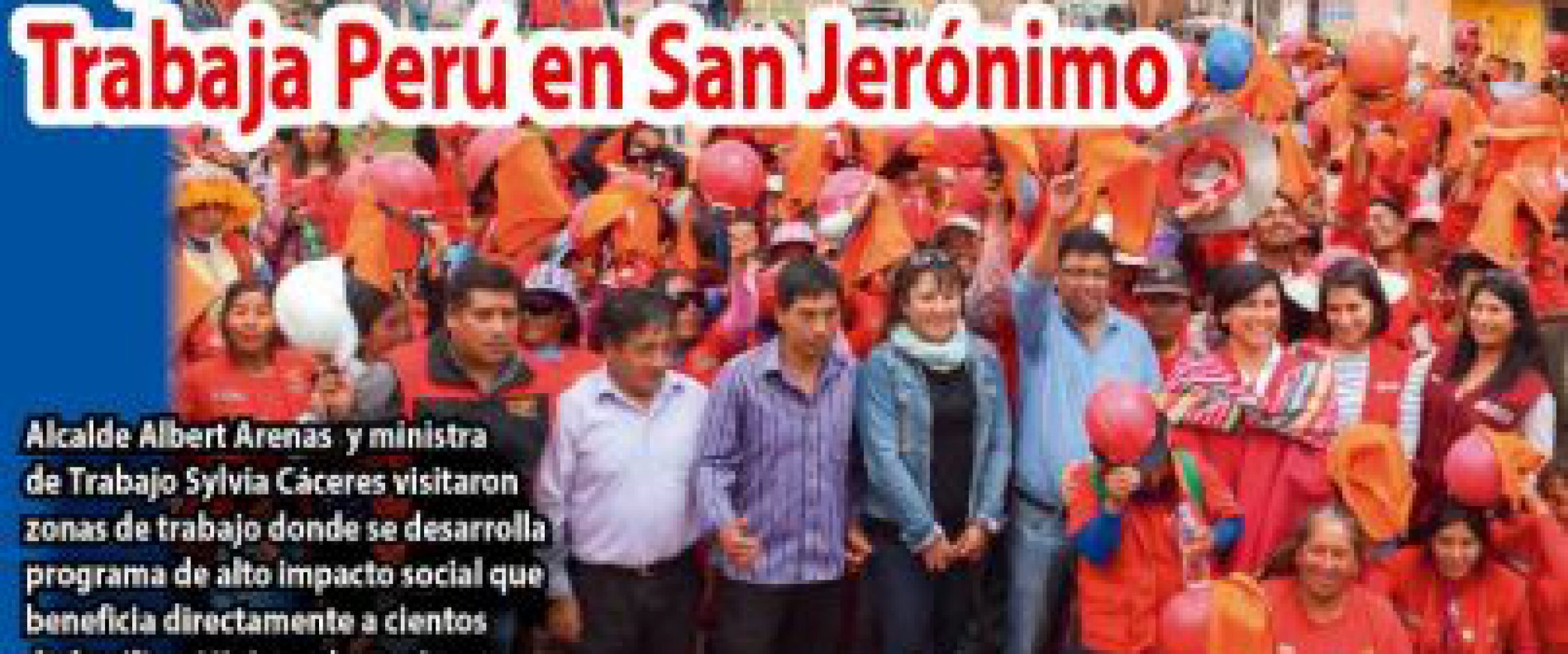 diario trabajaperu2019 noviembre cusco El Diario (Cusco)
15/11/2019
Ministra de Trabajo y Promoción del Empleo, Sylvia Cáceres, conjuntamente con el alcalde jeronimiano, Albert Arenas, supervisaron obras en ejecución de Trabaja Perú.
Puedes leer la nota completa aquí.…